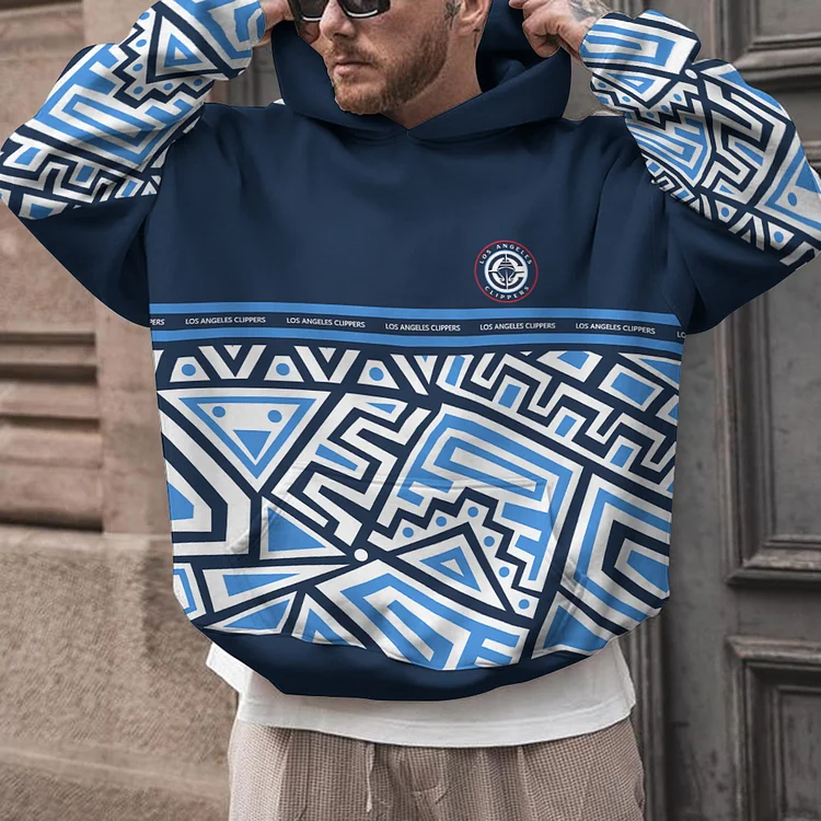 LA Clippers Printed Hooded Pocket Pullover Hoodie