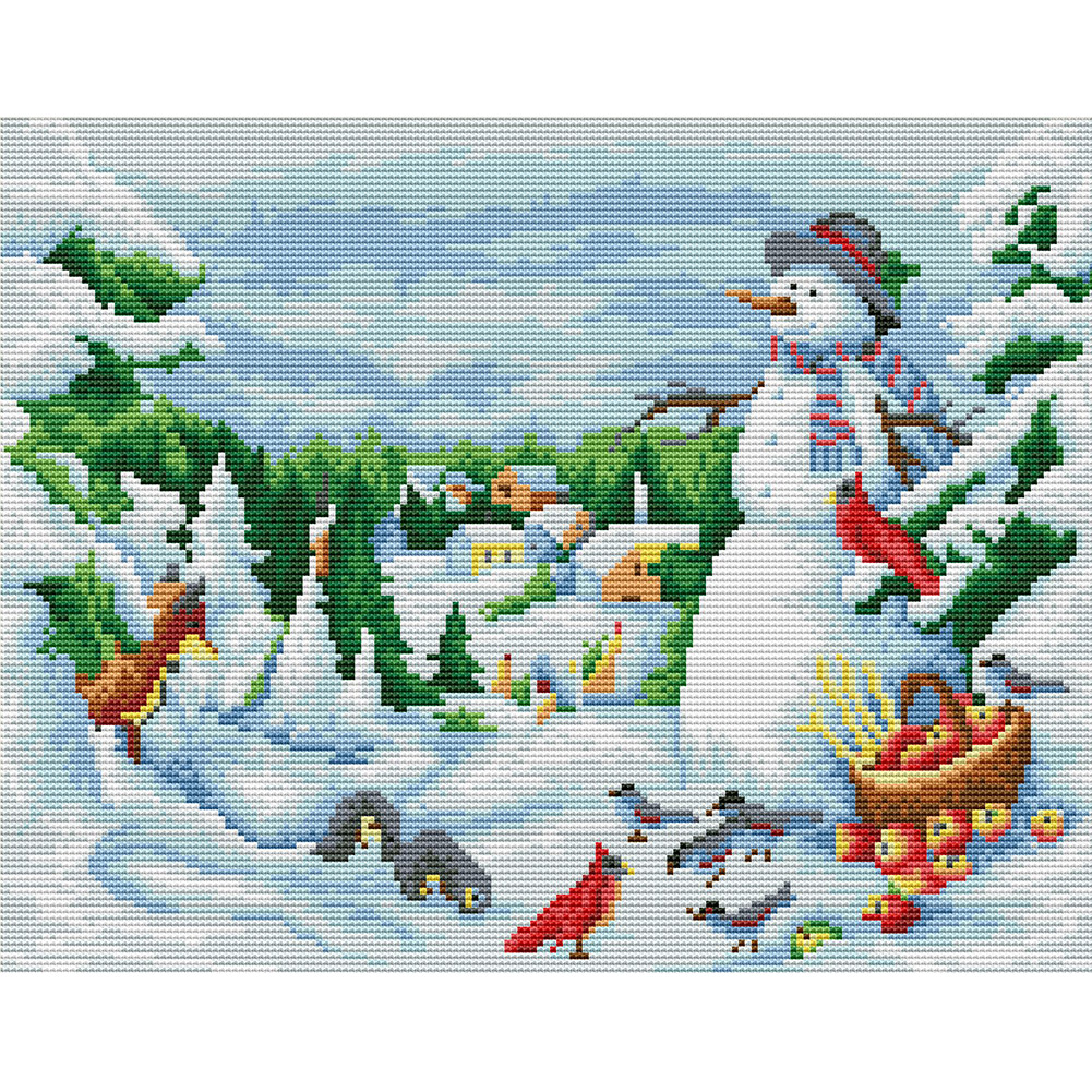 

Snowman - 11CT Stamped Cross Stitch - 45*35CM, 501 Original