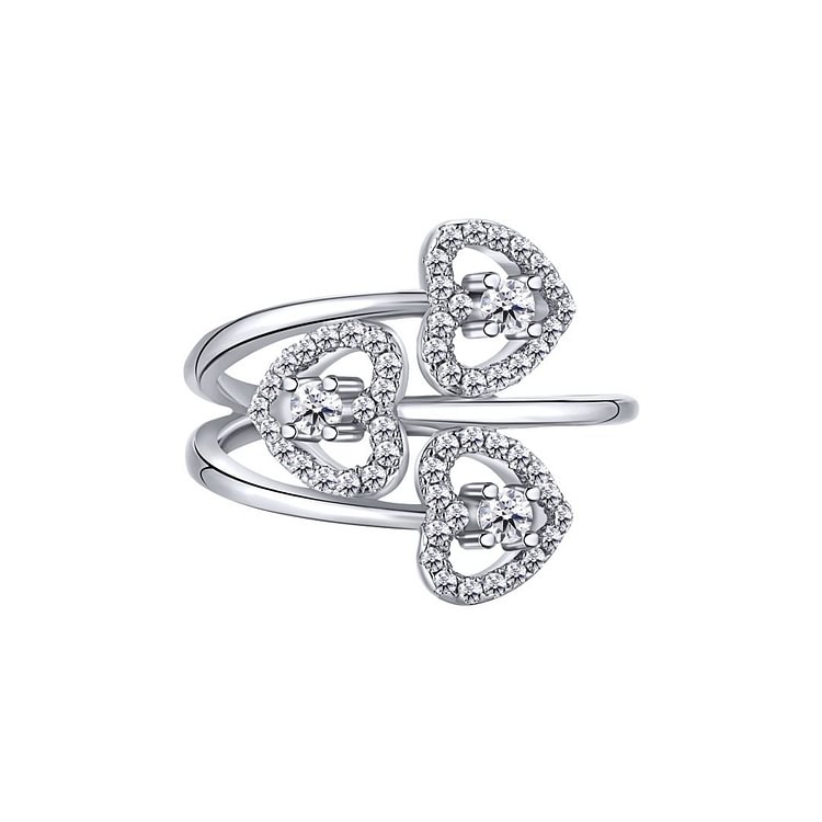 S925 The Love Between Grandmother Mother and Granddaughter is Forever Three Hearts Ring