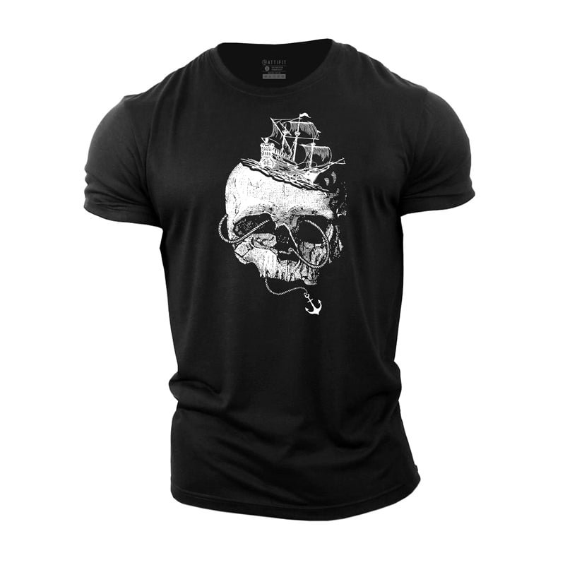 Cotton Skull Workout Men's T-shirts tacday