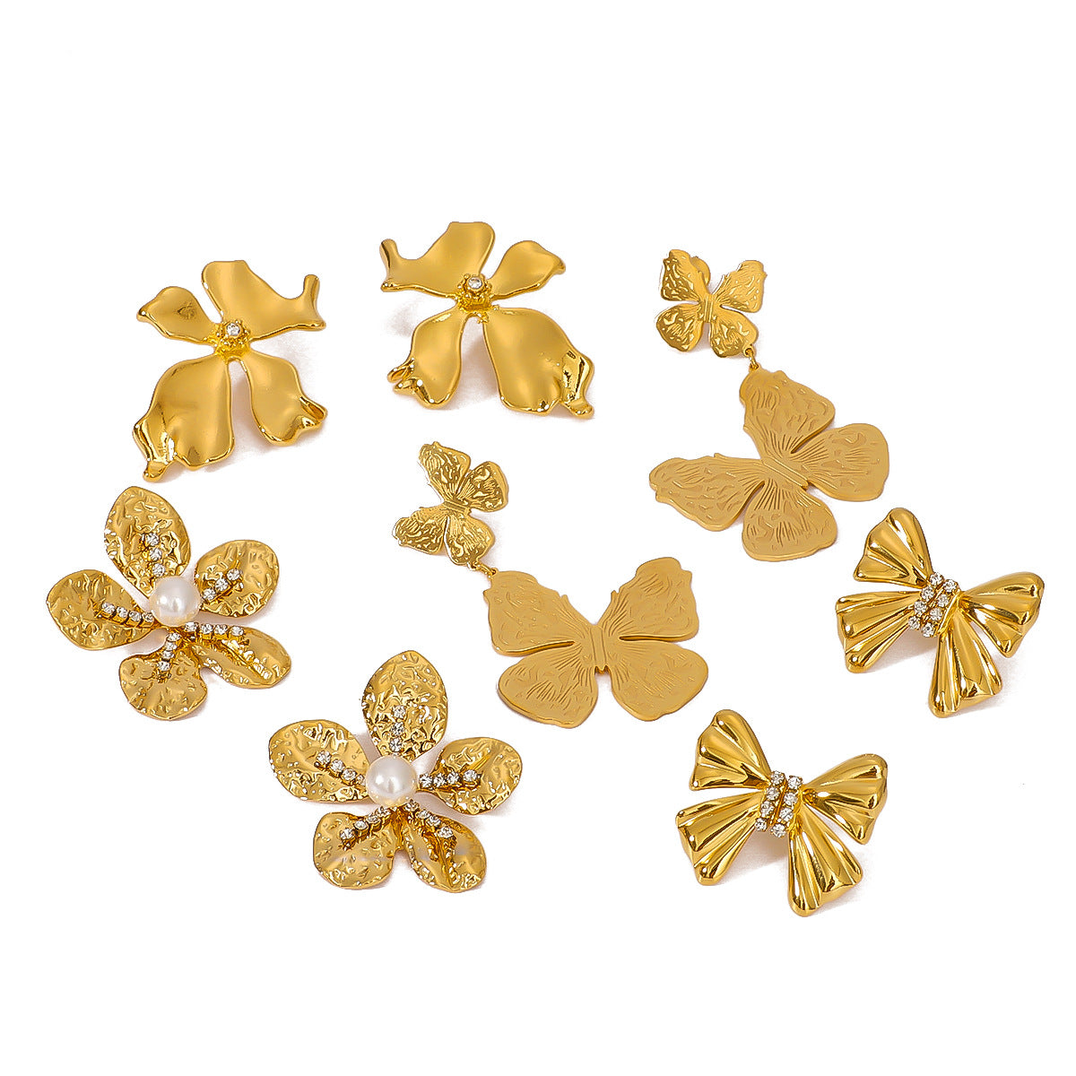 IG Style Butterfly Irregular Geometric Stainless Steel Electroplating Earrings