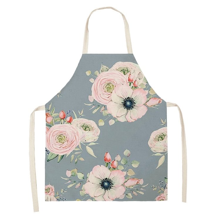 Linen Kitchen Apron - Flower letclo 