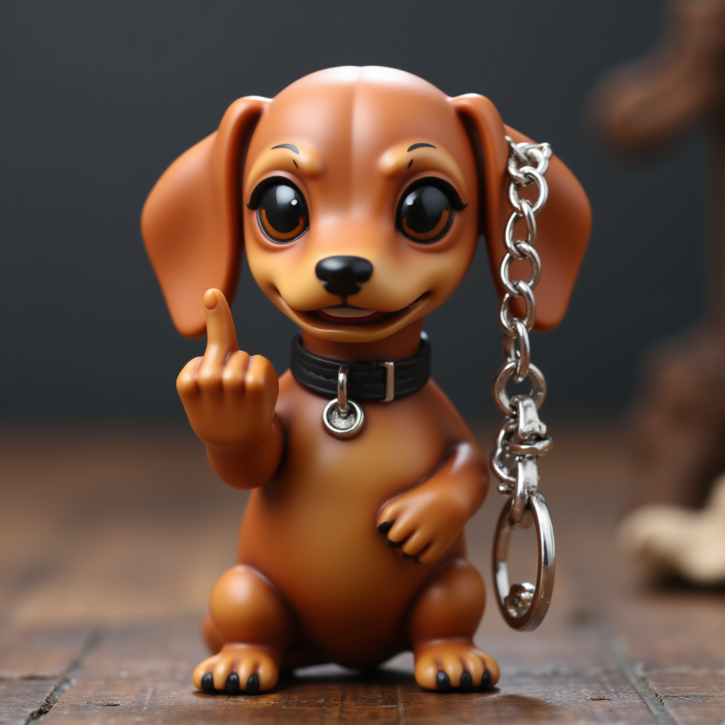 Funny Dog ​​Middle Finger Keychain