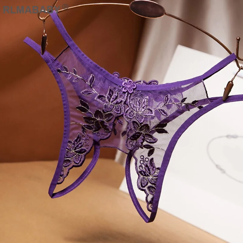 Sexy Transparent Embroidery Bottom Open G-String Hot Hollow Hot Temptation Women Underwear Briefs Panties Fashion Lingerie Thong