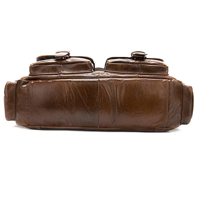 Men's Business Handbag Large Capacity Retro Leather Travel Shoulder Bag