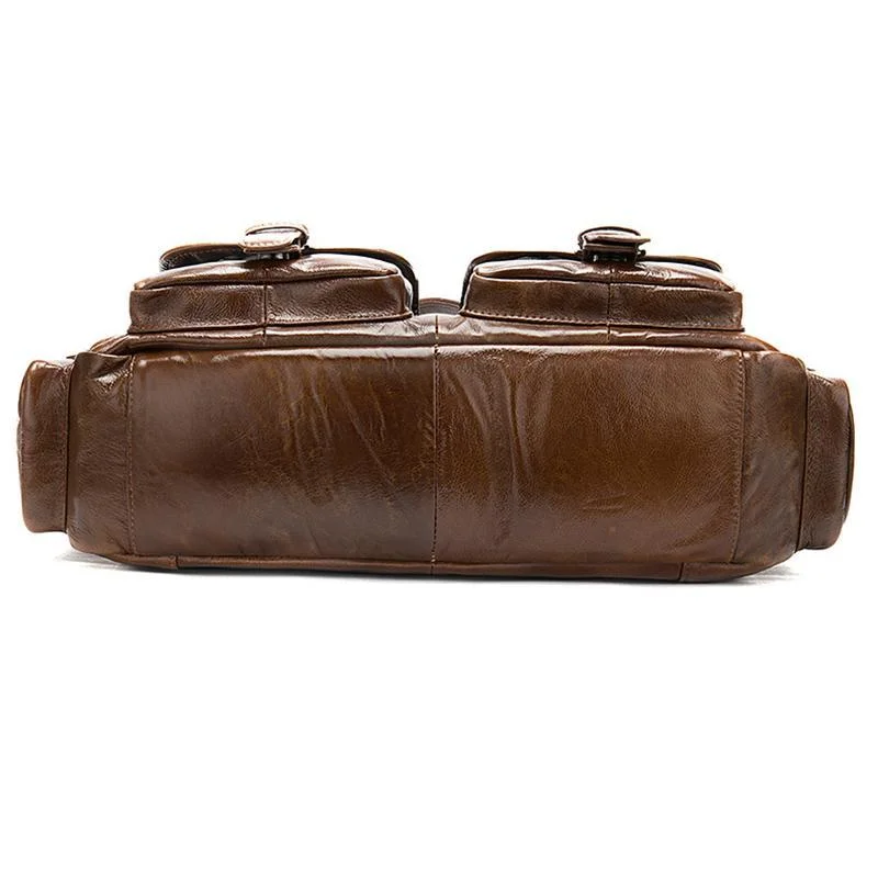 Men's Business Handbag Large Capacity Retro Leather Travel Shoulder Bag