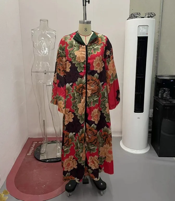 Ueong Ueong 2024 New Women's Casual Fashion Print Loose Plus Size Dress