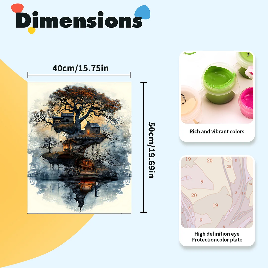 Treehouse DIY Paint By Numbers Kit on Canvas 40x50cm Without Frame Paint by Numbers Kits Drawing Paintwork for Beginners Adults Gift Home Wall Decor