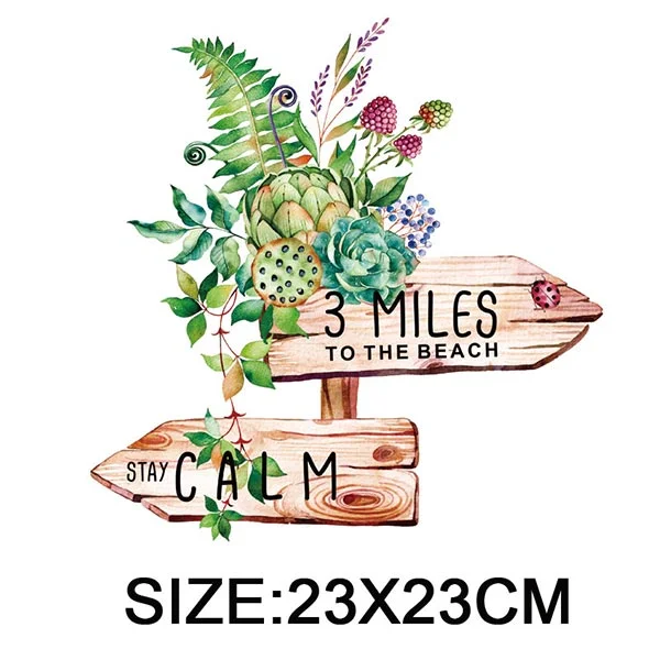 Beautiful Flowers Thermal Sticker On T-shirt DIY Washable Patches On Clothes Funny Design Iron On Transfer For Hoodies Bag Decor