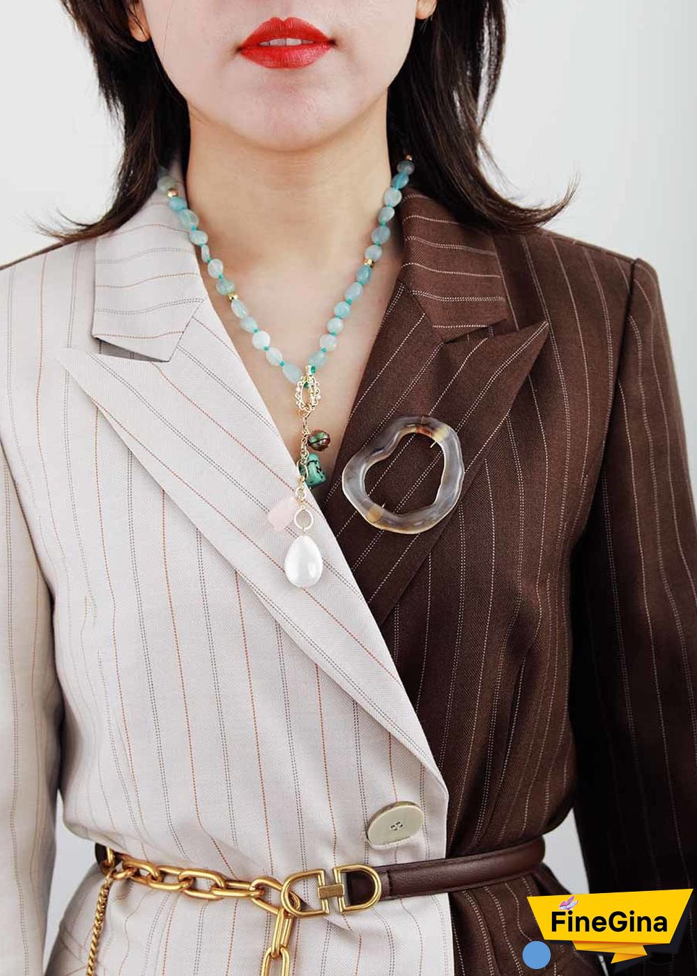 Boho Necklace, Mala Necklace,Blue Aquamarine, Rose Charm, Elegant Lariat