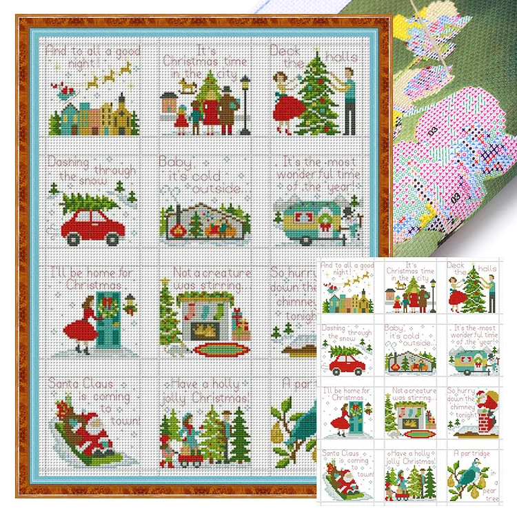 Joy Sunday Happy Christmas Holidays - Printed Cross Stitch 14CT 36*47CM