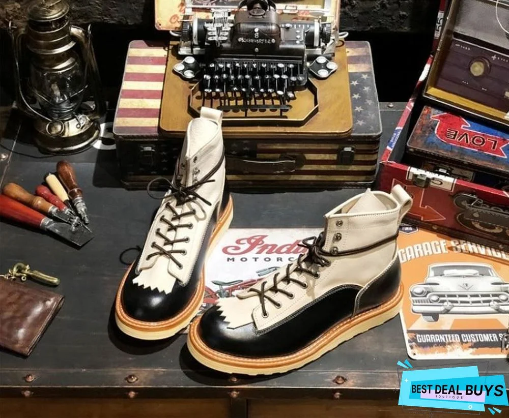 High Top Shoes Men England Style Vintage Casual Work Boots Lace Up Office Shoes