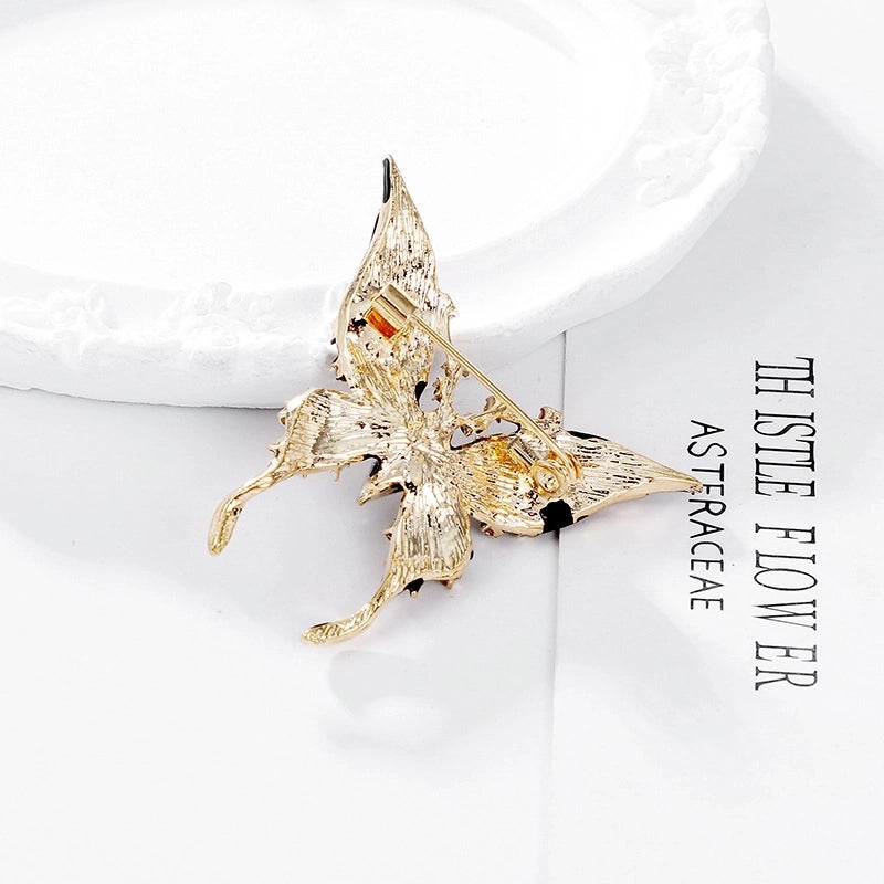 IG Style Pin Butterfly Zinc Alloy Enamel Plating Inlay Rhinestones Unisex Brooches3