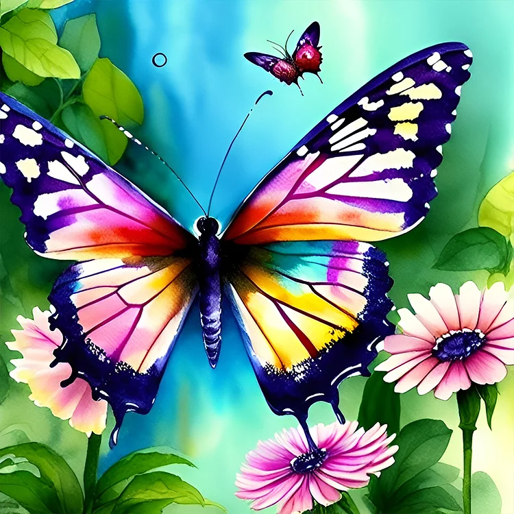Full Round Drill Diamond Painting - Butterfly In The Garden - 30*30cm
