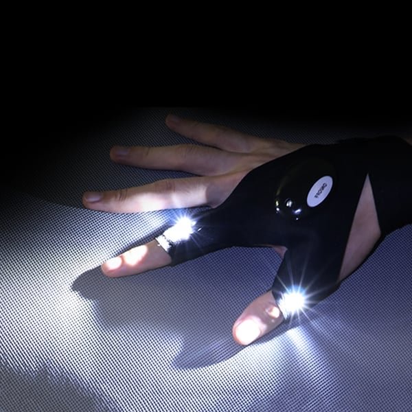 Triumphty LED Flashlight Waterproof Gloves - Practical Durable Fingerless Gloves