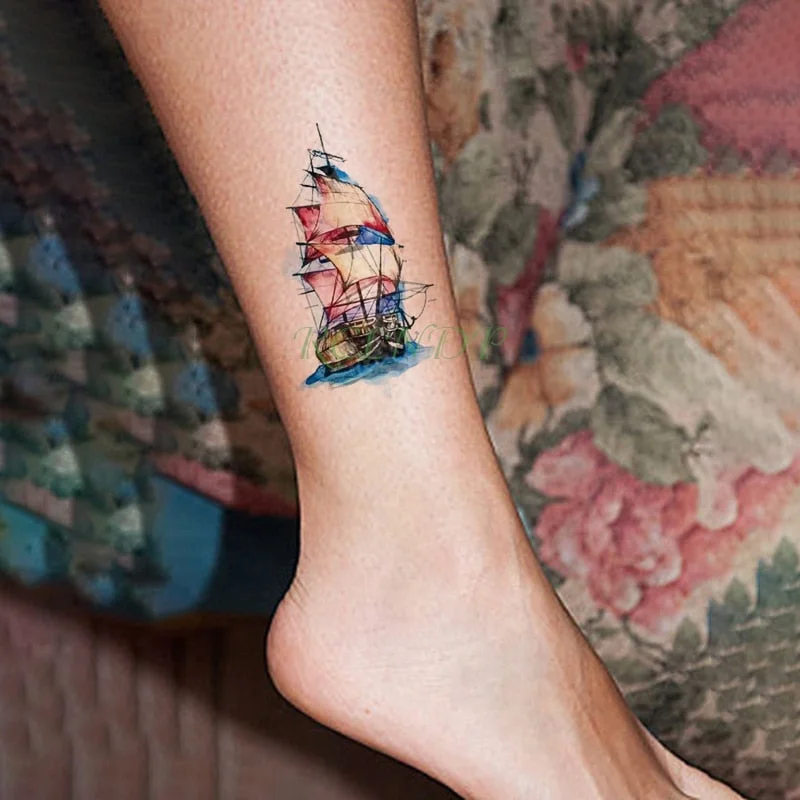 Waterproof Temporary Tattoo Sticker Boat Ship Sea Tatto Stickers Flash Tatoo Fake Tattoos Hand Leg Arm for Kids Men Women child