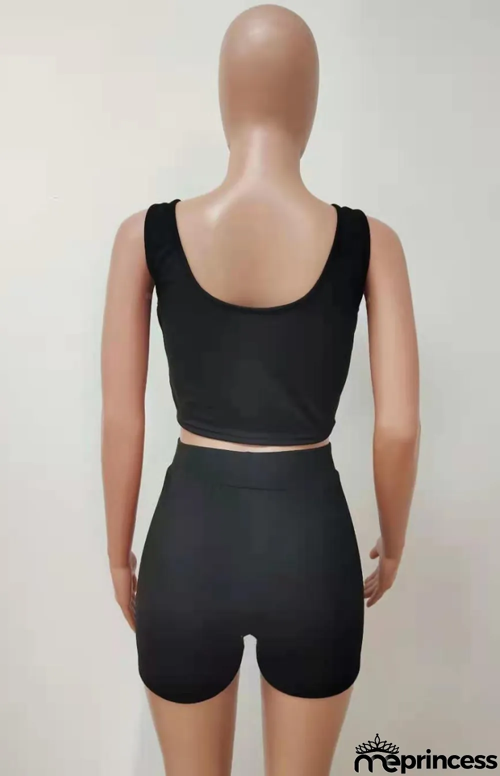 Summer Black Bodycon Crop Top and Shorts Two Piece Matching Set