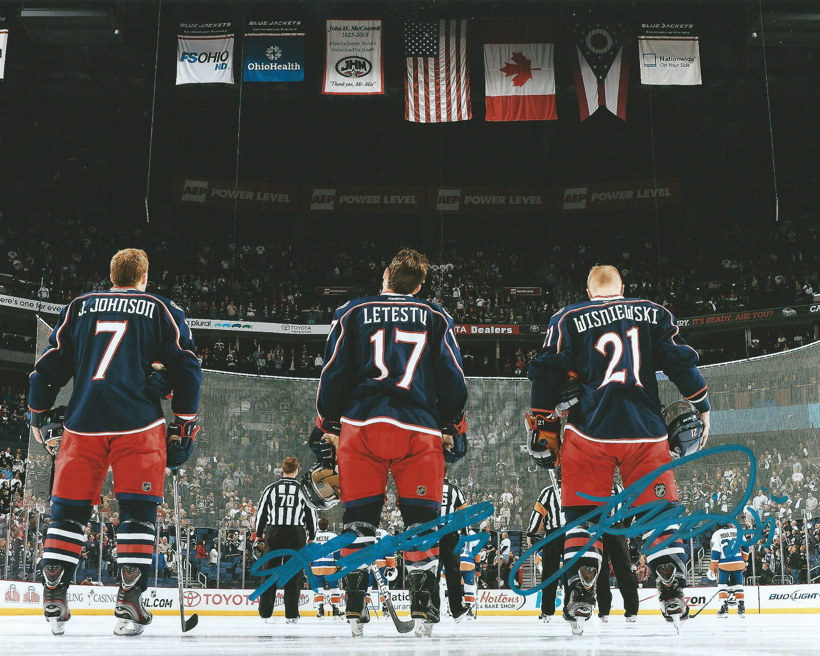 **GFA Columbus Blue Jackets *LETESTU & WISNIEWSKI* Signed 8x10 Photo Poster painting COA**