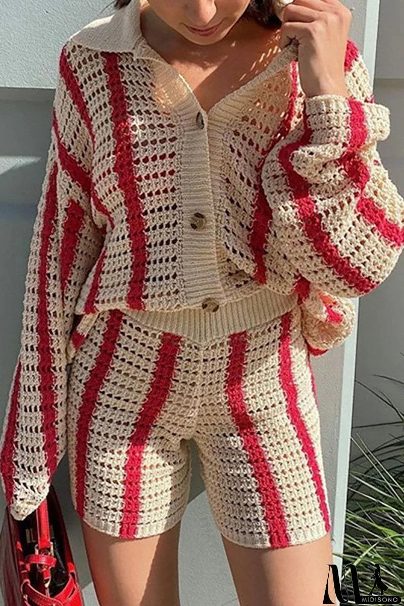 MidiSono - Head In The Clouds Crochet Cardigan Short Set