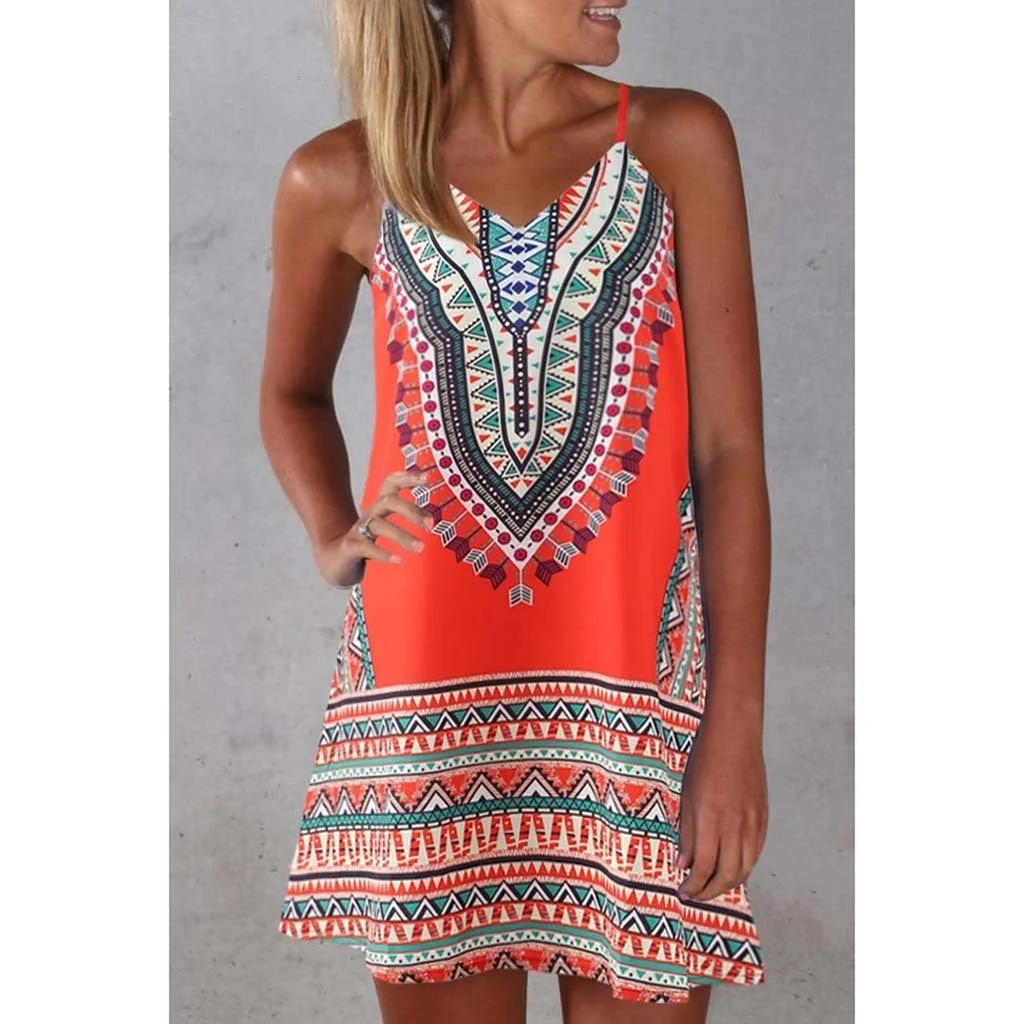 Women's Summer Ethnic Style Suspender Dress