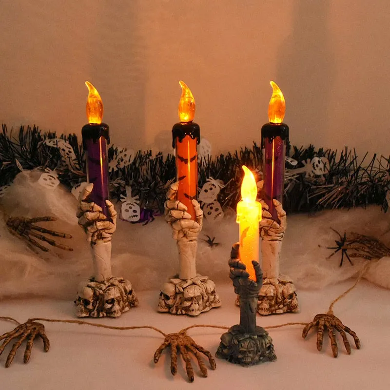 Halloween Led Candle Light Skeleton Ghost Hand Smoke-free Light Horror Props Halloween Party Decoration Supplies Kids Toy Gift