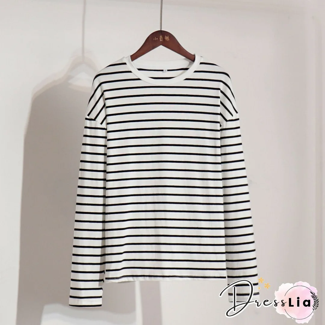 Long Sleeve Stripes Tops