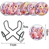 [Upgrade]6pcs/set DIY Diamond Painting Waterproof Case Classic Pink Owl Coaster Gift Decor Set