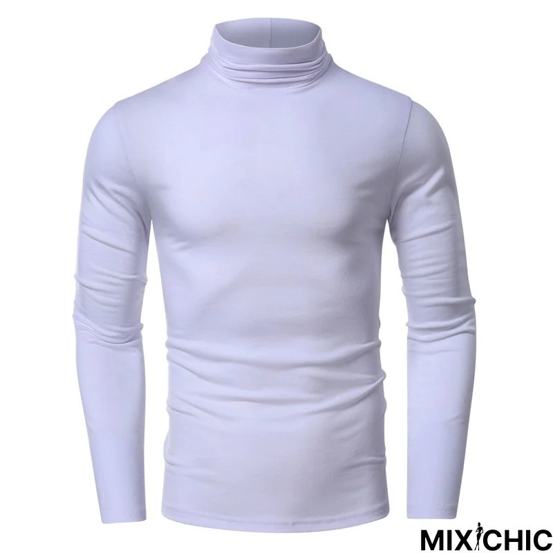 High Collar Bottom Shirt Long Sleeve T-Shirt Slim Man