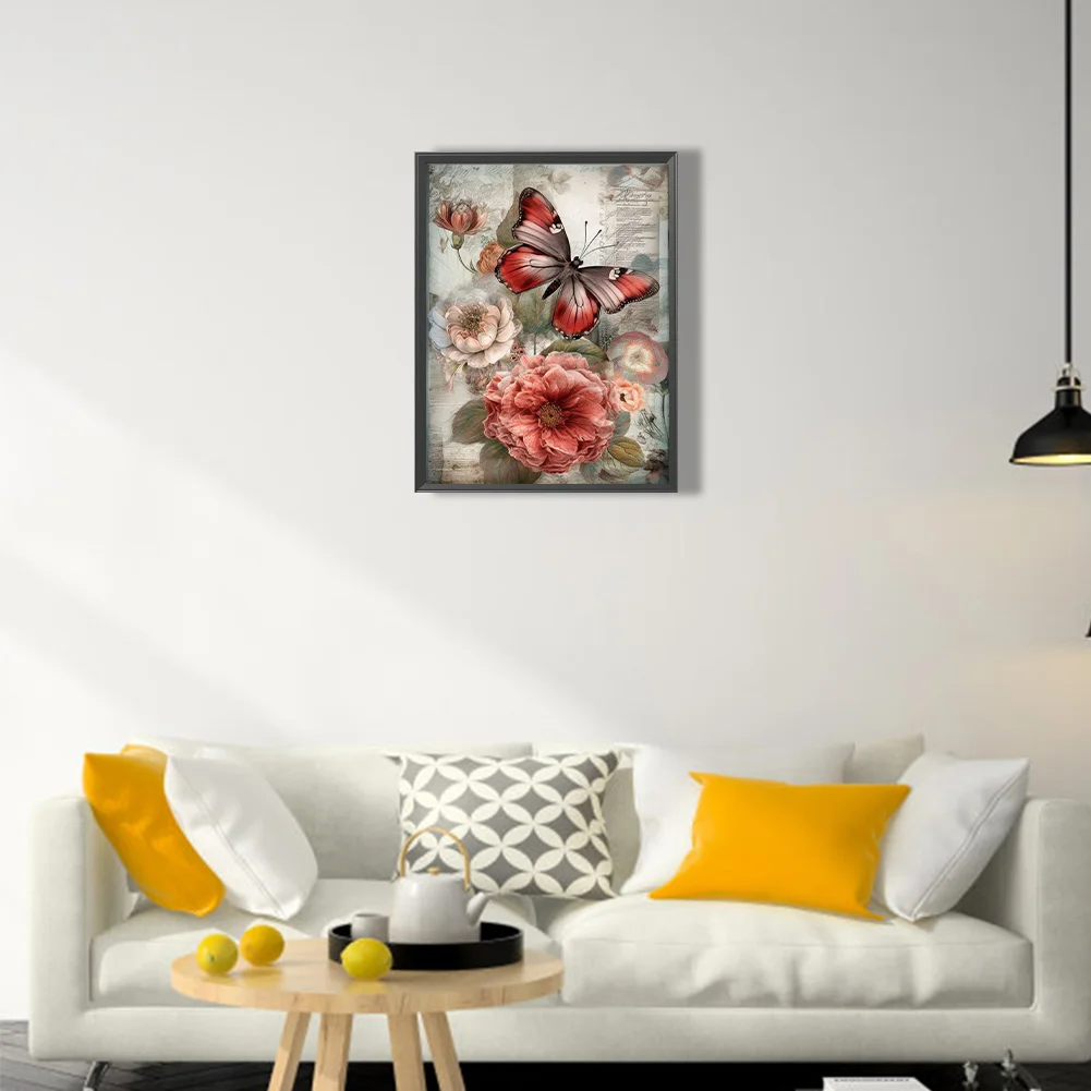 Diamond Painting - Full Square Drill - Butterfly Flower(Canvas|30*40cm)