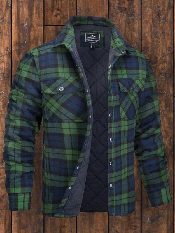 Men's autumn and winter plaid long-sleeved loose jacket