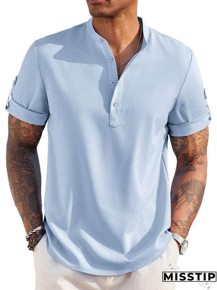 Summer Essential Leinen-Henley-Hemd (nur USA)