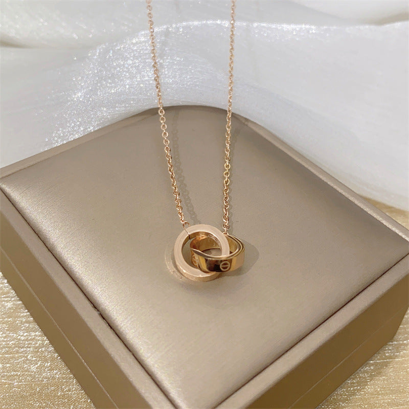 Cartoon Geometric Titanium Steel 18K Gold Plated Necklaces