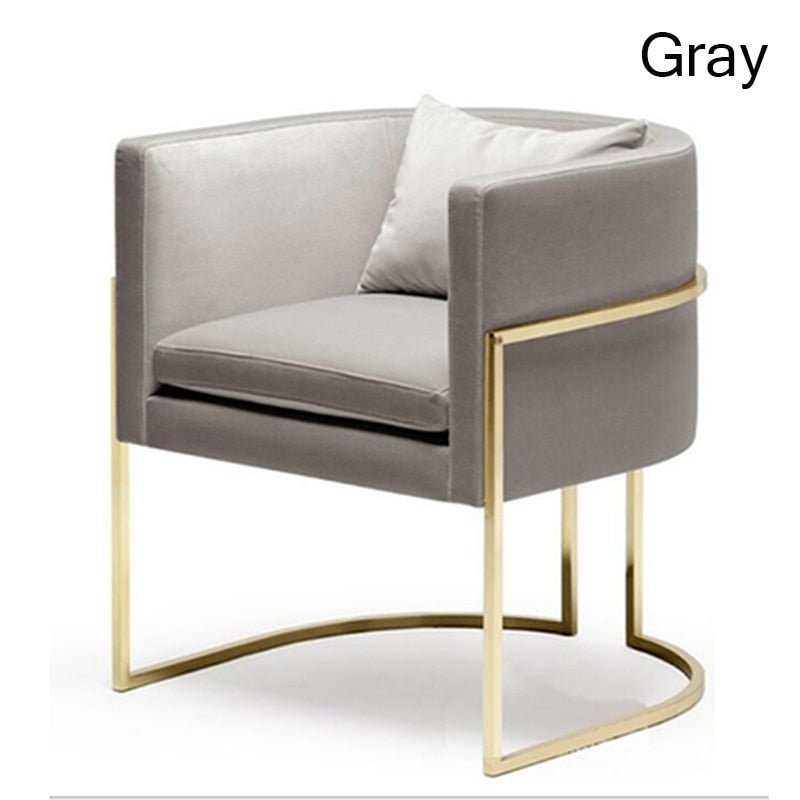 Nordic Fashion Gold Single Sofa Chair Restaurant Dining Room Chairs Modern Office Meeting Business Home Chair Coffee Shop Chair