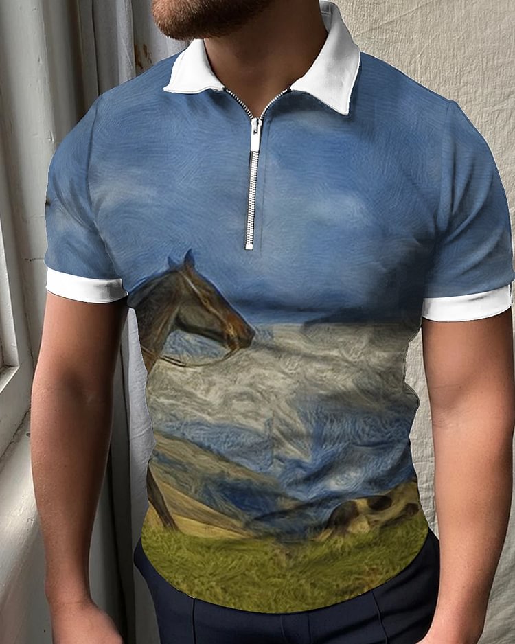 Men's fashion star print shirt 4b19