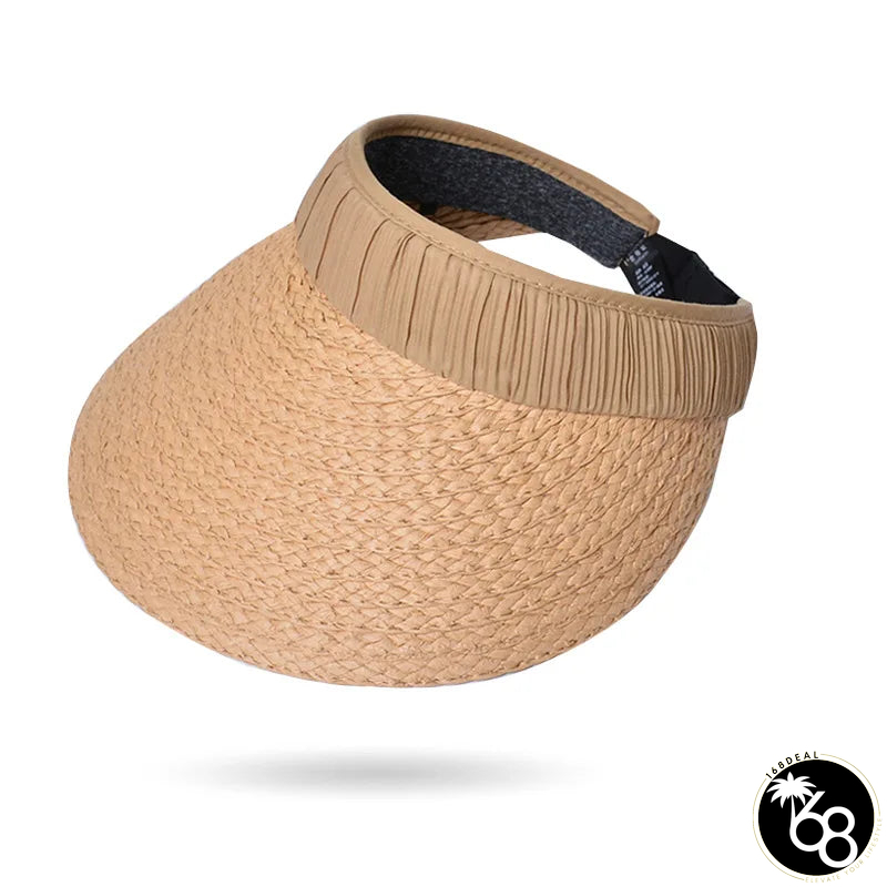 Women's Straw Adjustable Strap Solid Pattern Sun Protection Hat | 168DEAL