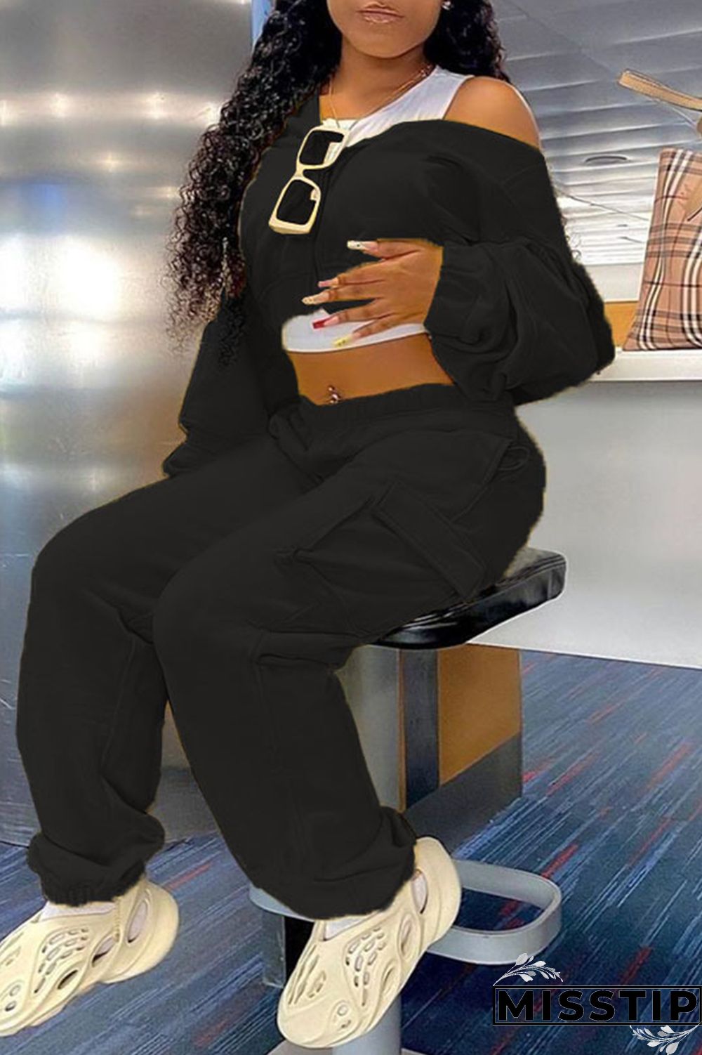 Yellow Fashion Casual Solid Patchwork O Neck Long Sleeve Two Pieces