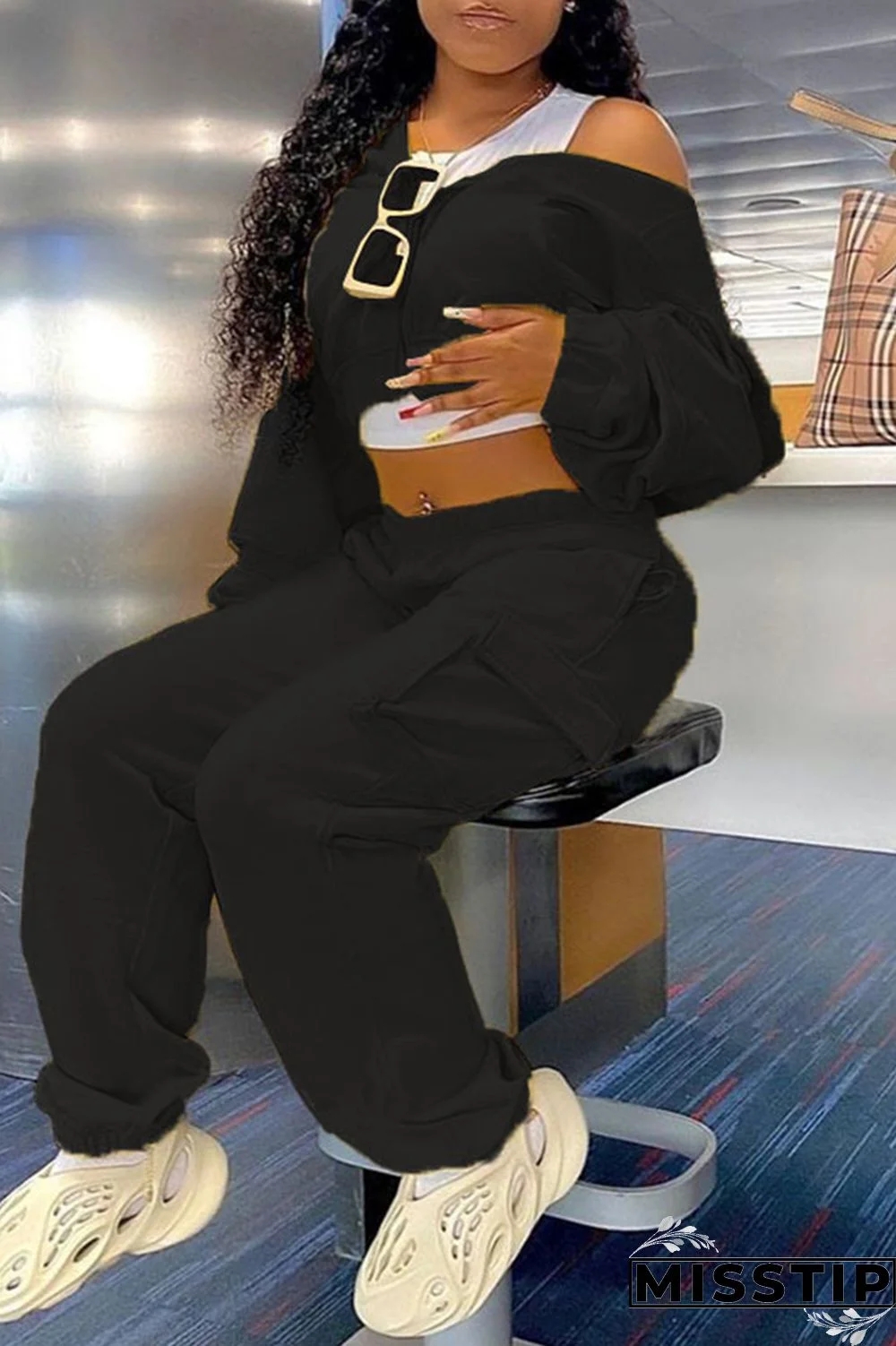 Yellow Fashion Casual Solid Patchwork O Neck Long Sleeve Two Pieces