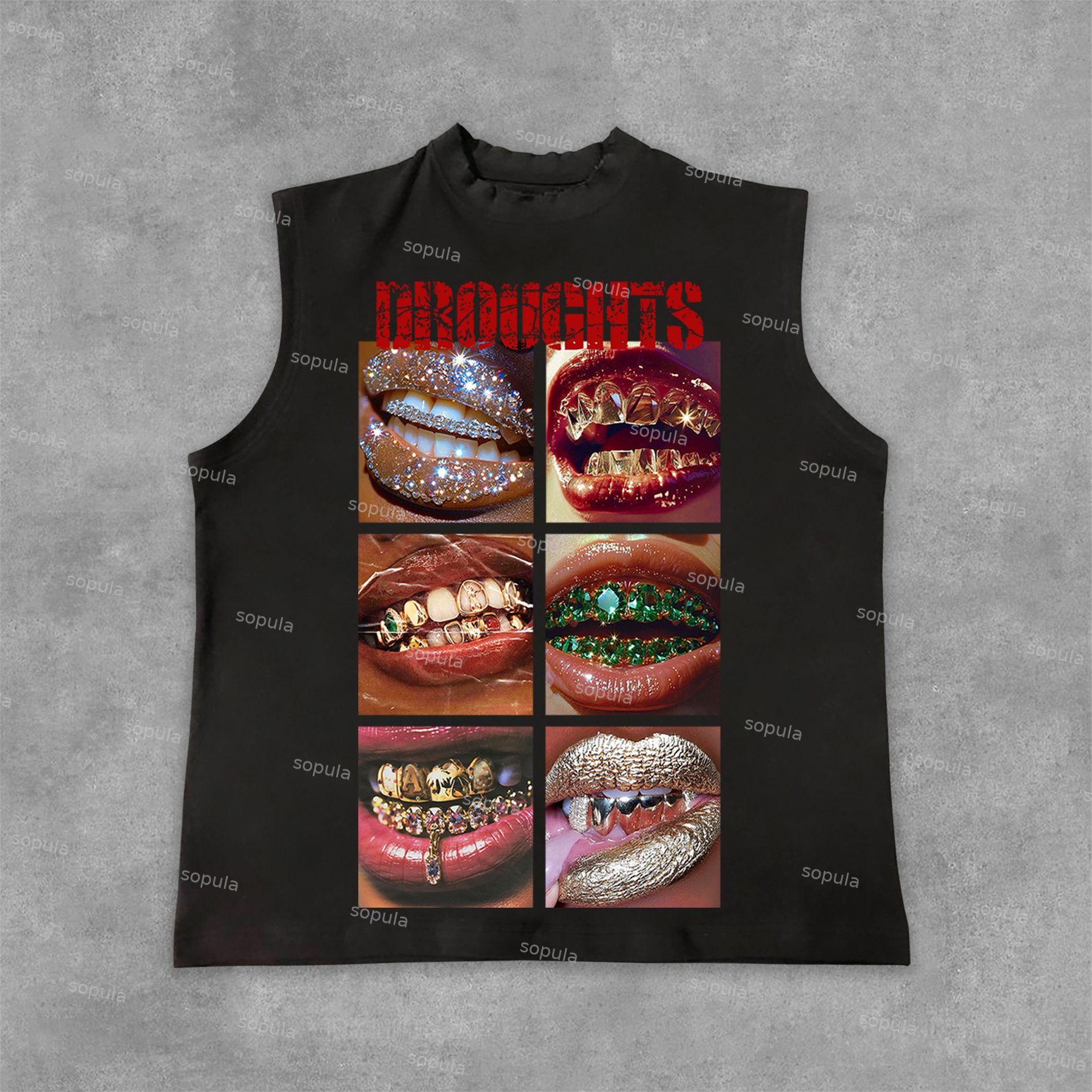 Sopula The Mouth With No Droughts Graphic Print Cotton Tank Top - SOPULA