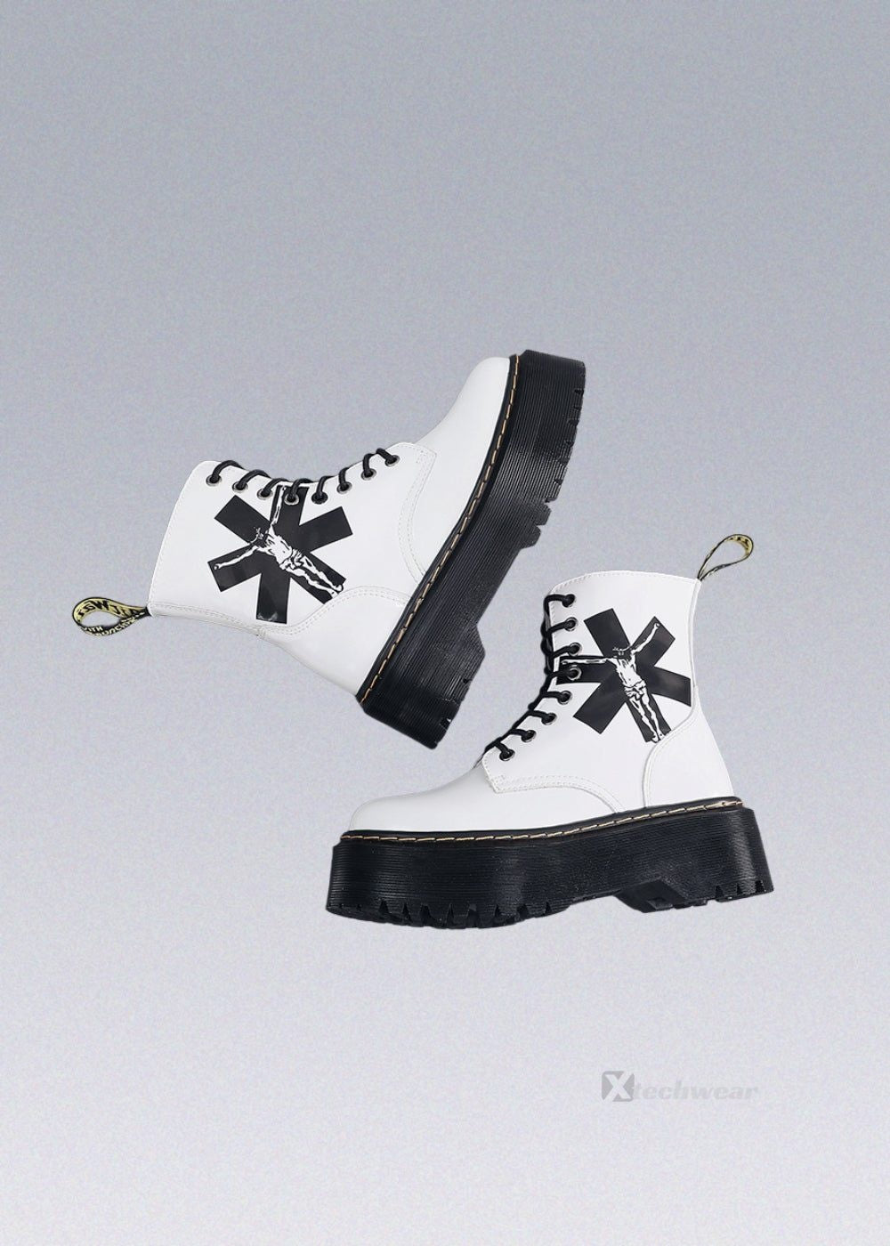 White Jesus Pattern Boots Techwear - X techwear-x