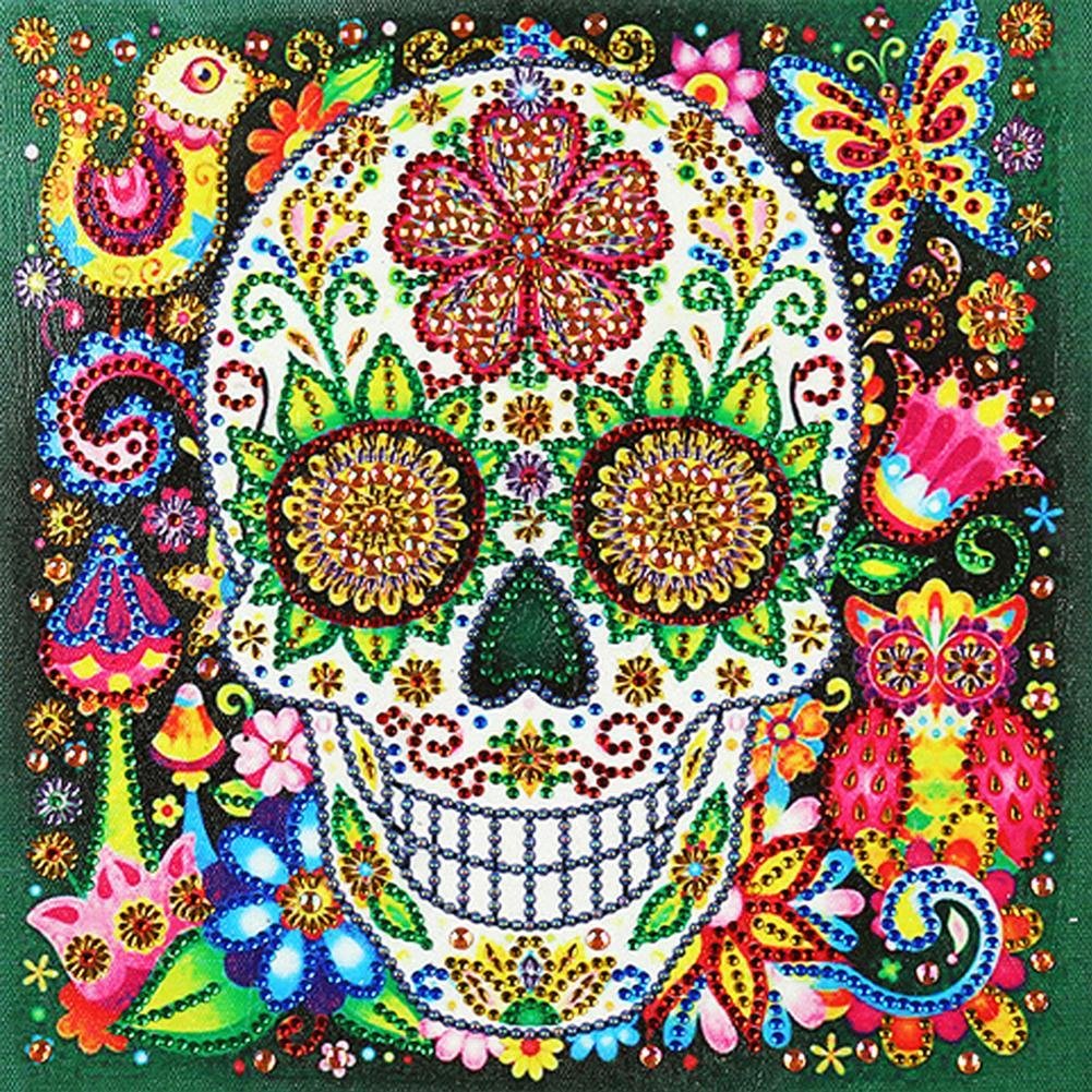 Diamond Painting - Partial Special Shaped Drill - Colorful Skull(25*25cm)