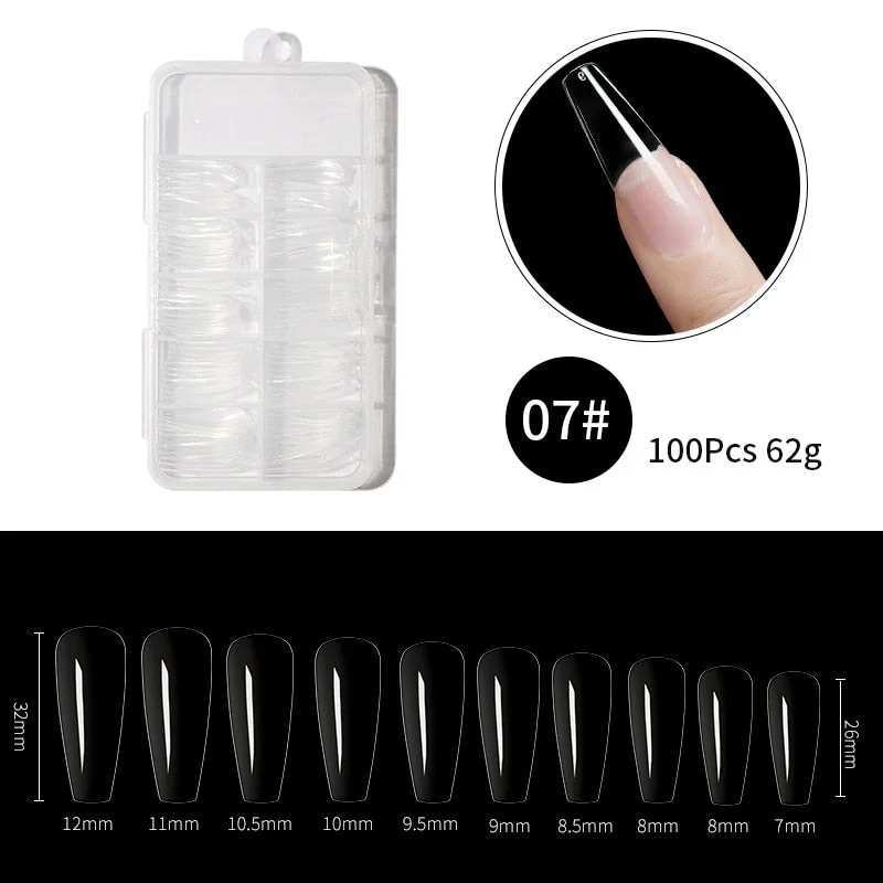 100Pcs False Full Nail Tips Quick Building Mold Tips Nail Dual Forms Finger Extension Nail Art UV extension Easy Find Nail Tools-Nail Inspo