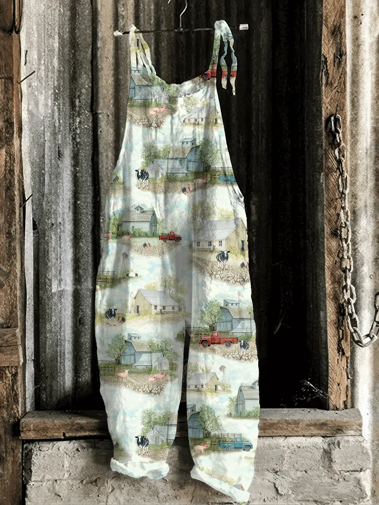 Farm Print Casual Jumpsuit