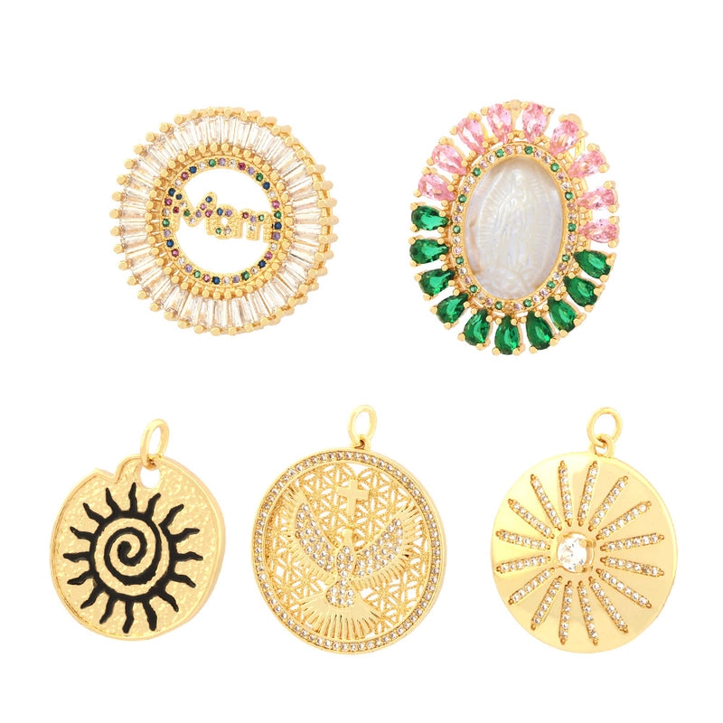 1 Piece 29*29mm Copper Zircon Sun Eagle Pendant Jewelry Accessories