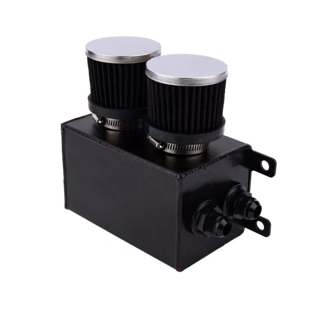 Alloyworks Universal 1.2L 10 AN Aluminum Oil Catch Can Reservoir Tank w/Breather Filter Baffled