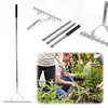 Thatch Rakes for Lawns 15.4 Inch Wide Lawn Rake for Leaves and Grass with Long Handle & 11 Curved Tines for Garden Yard Soil Loosening Grass Cleaning