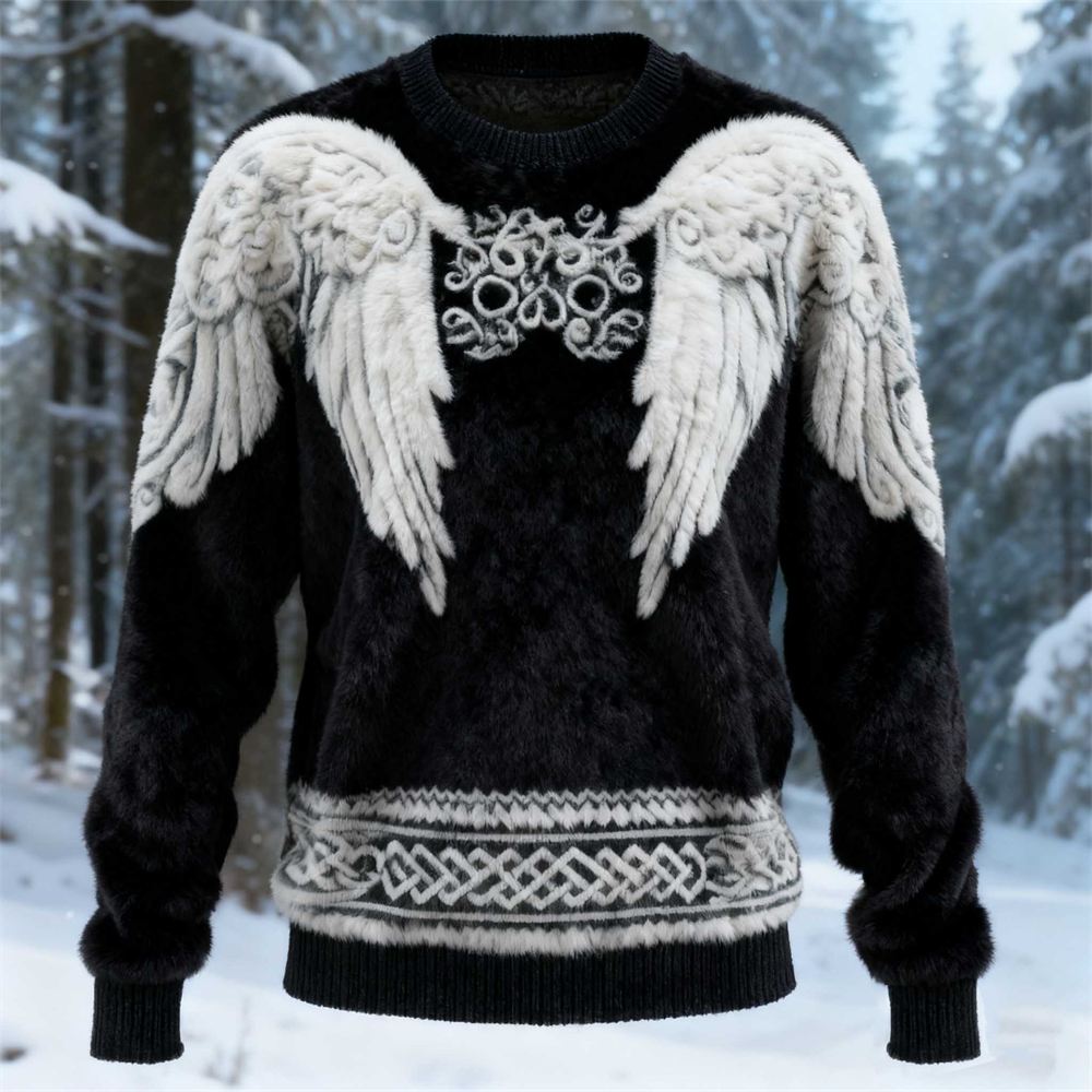 Viking Celtic Wing Design Women's Flannel Sweater elevenforest
