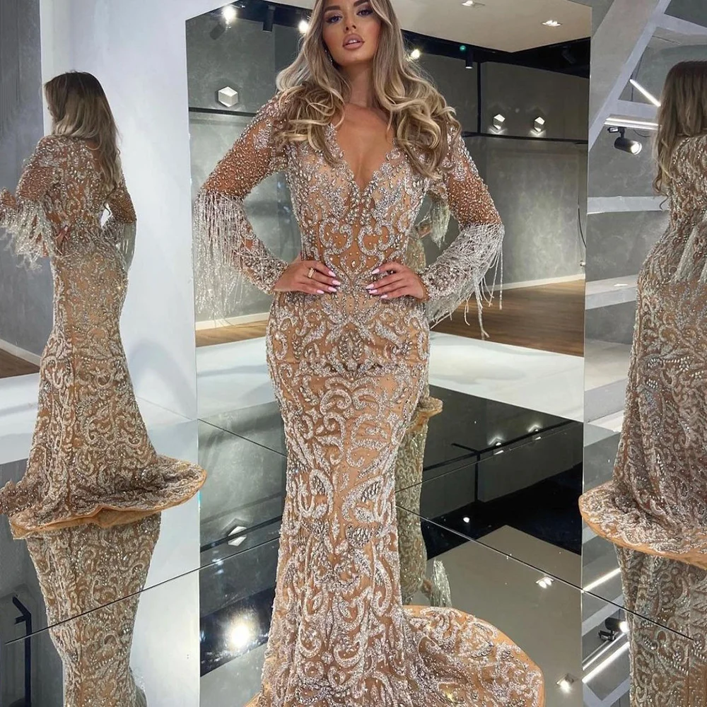 Brownm Brownm 2025 New Women's Evening Dress Women Fishtail Sprinkled Gold Tud Elegant Sexy Long Dress Dress