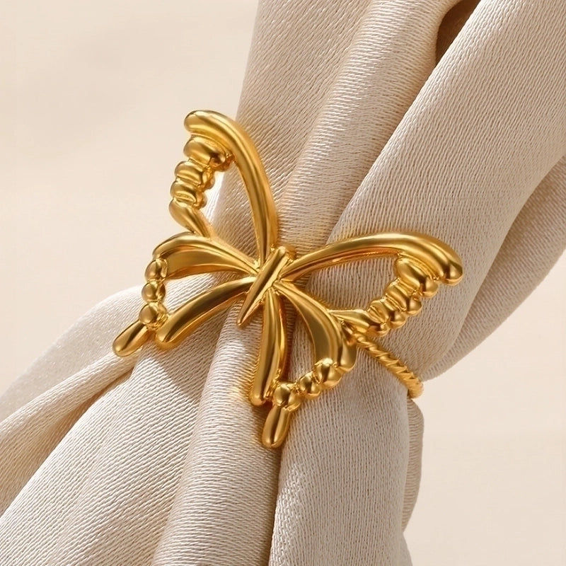 Sweet Minimalist Butterfly 304 Stainless Steel Plating Hollow Out Rings4
