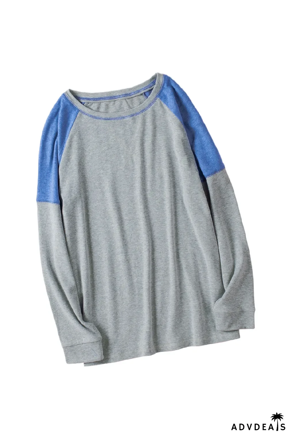 Gray Color Block Raglan Sleeve Top