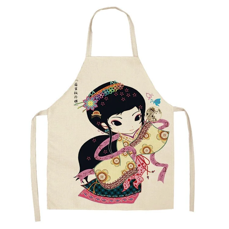 Cartoon Linen Apron Anti-oil Apron Parent-child Kitchen Adult Sleeveless Aprons for Women Baking Accessories Delantal Cocina
